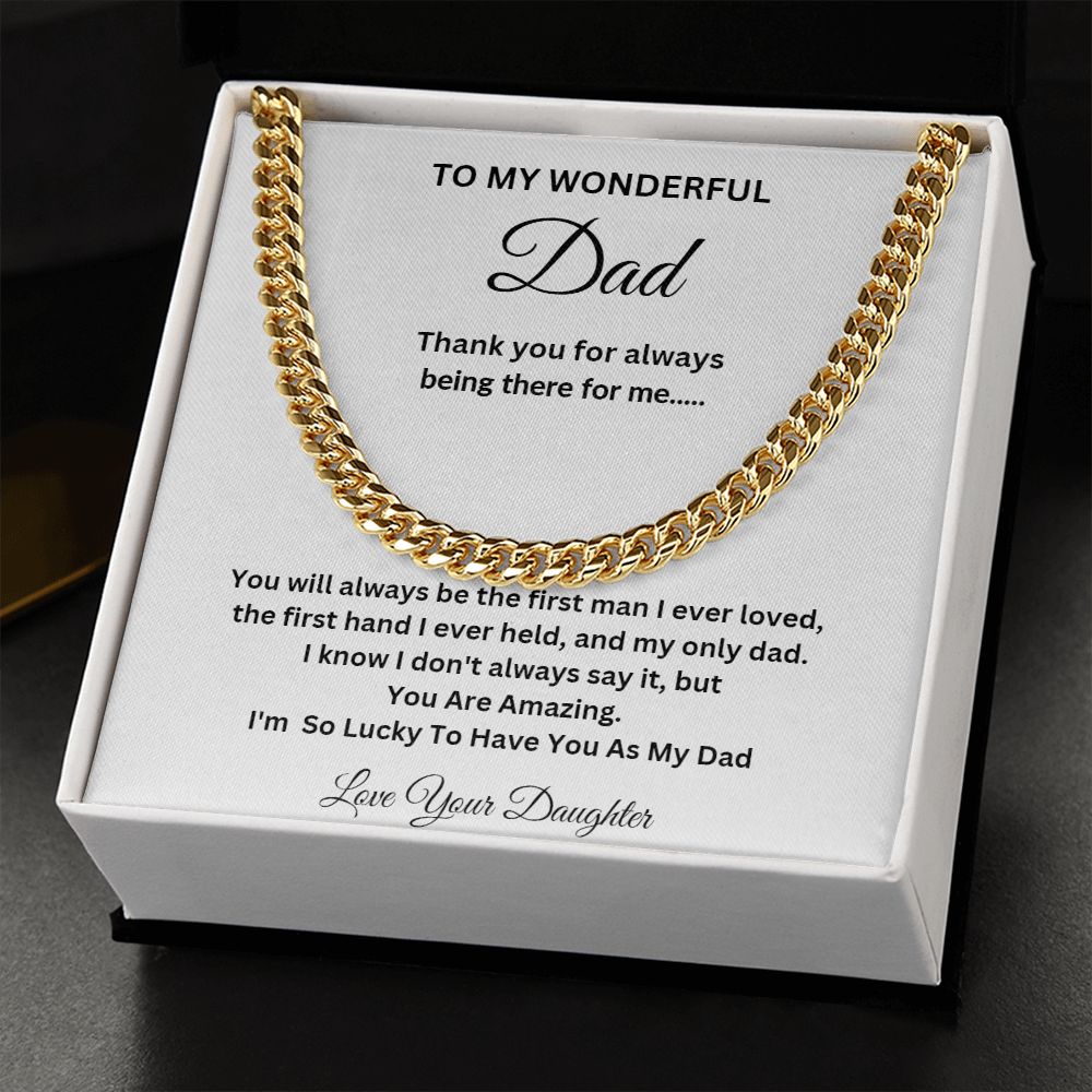 TO MY WONDERFUL DAD CUBAN CHAIN NECKLACE