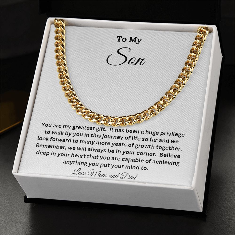 TO MY SON CUBAN CHAIN NECKLACE