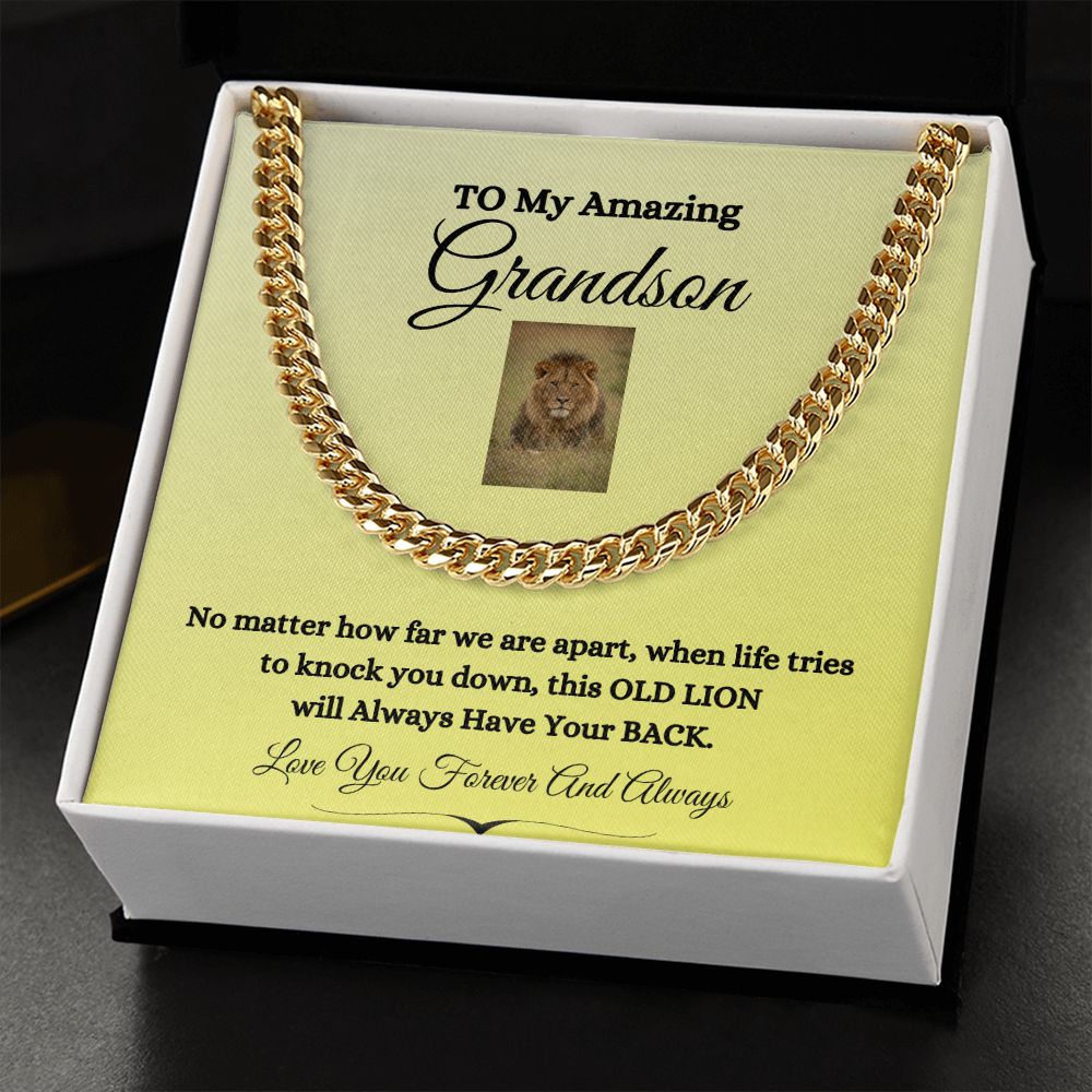 TO MY AMAZING GRANDSON CUBAN CHAIN NECKLACE