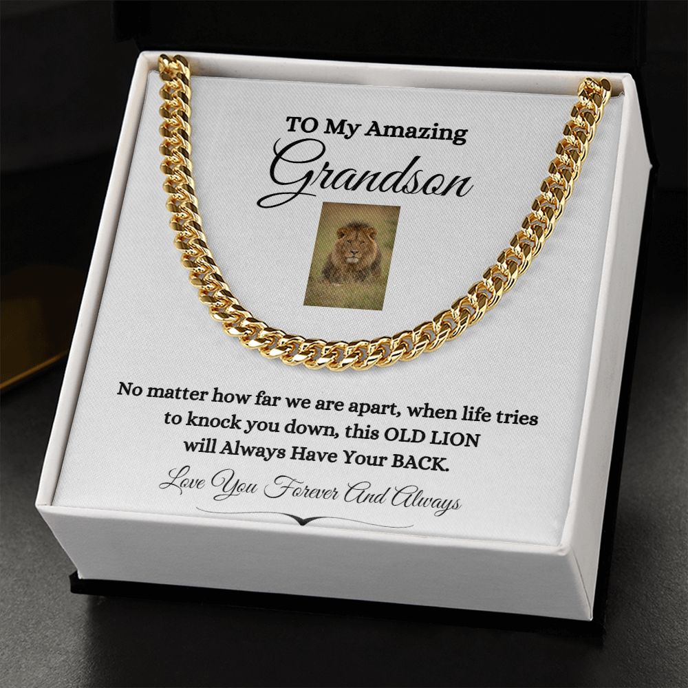TO MY AMAZING GRANDSON CUBAN CHAIN NECKLACE