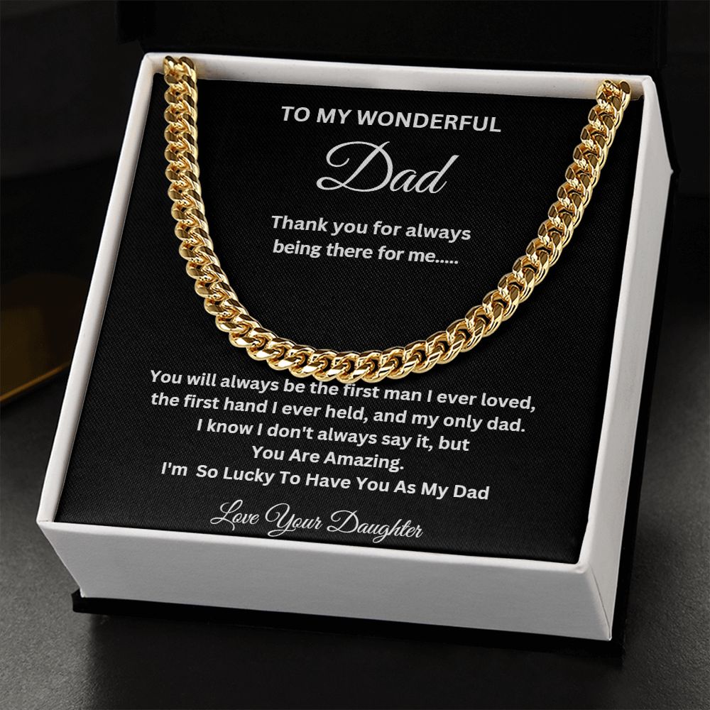 TO MY WONDERFUL DAD CUBAN CHAIN NECKLACE