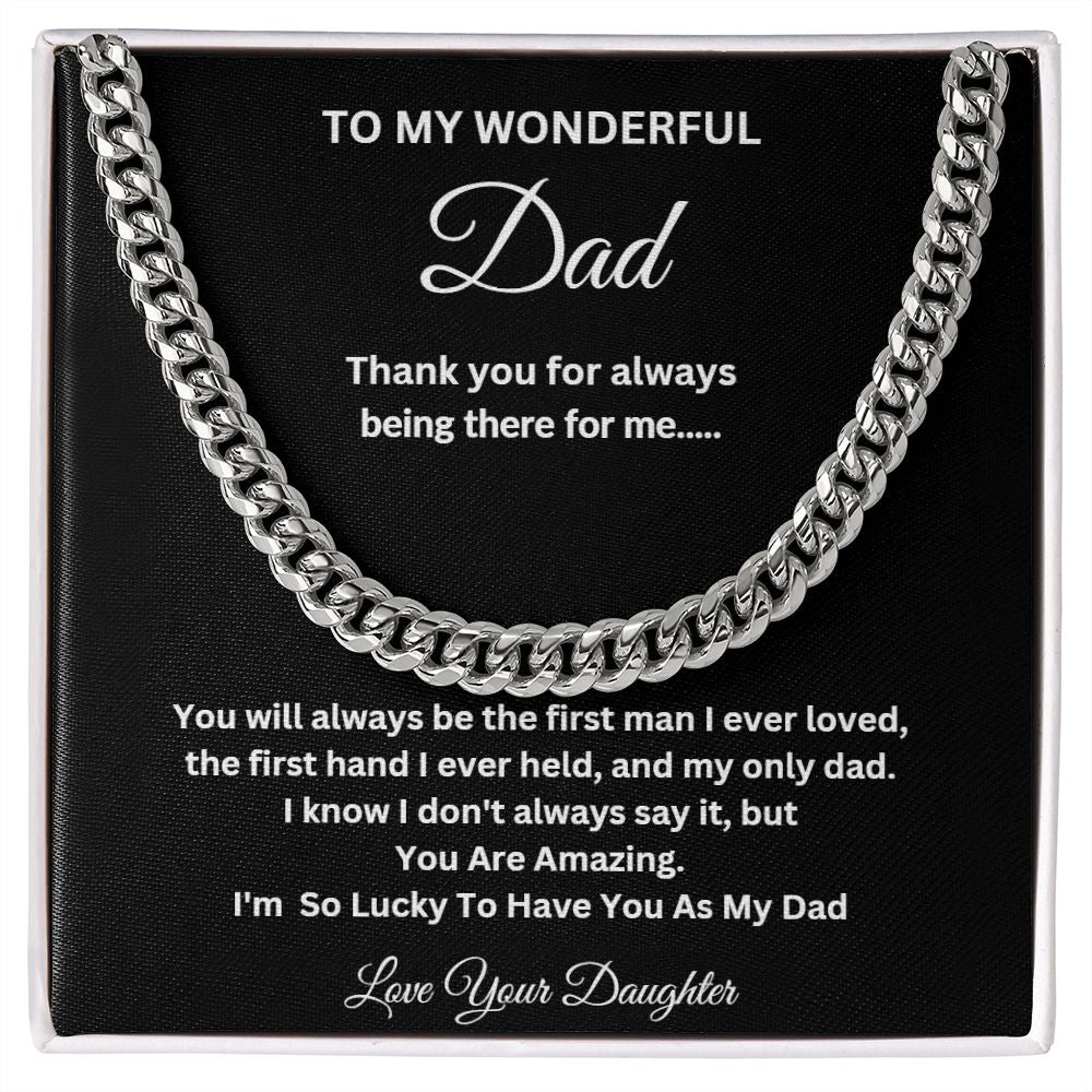 TO MY WONDERFUL DAD CUBAN CHAIN NECKLACE