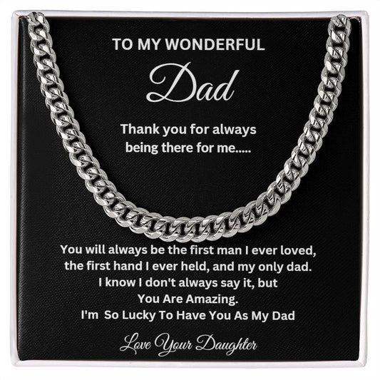 TO MY WONDERFUL DAD CUBAN CHAIN NECKLACE