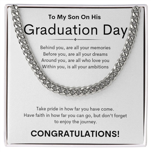 TO MY SON ON HIS GRADUATION DAY CUBAN CHAIN NECKLACE