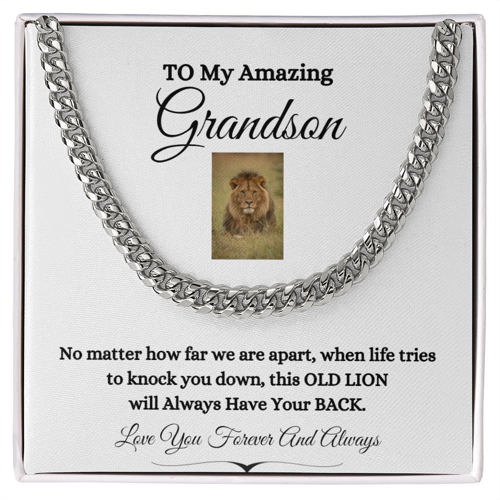 TO MY AMAZING GRANDSON CUBAN CHAIN NECKLACE