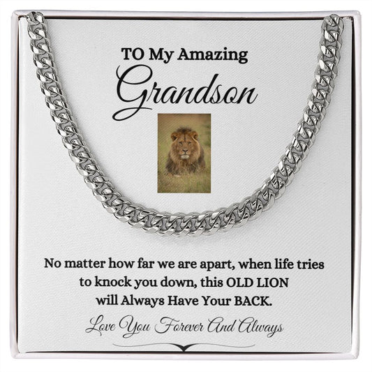 TO MY AMAZING GRANDSON CUBAN CHAIN NECKLACE