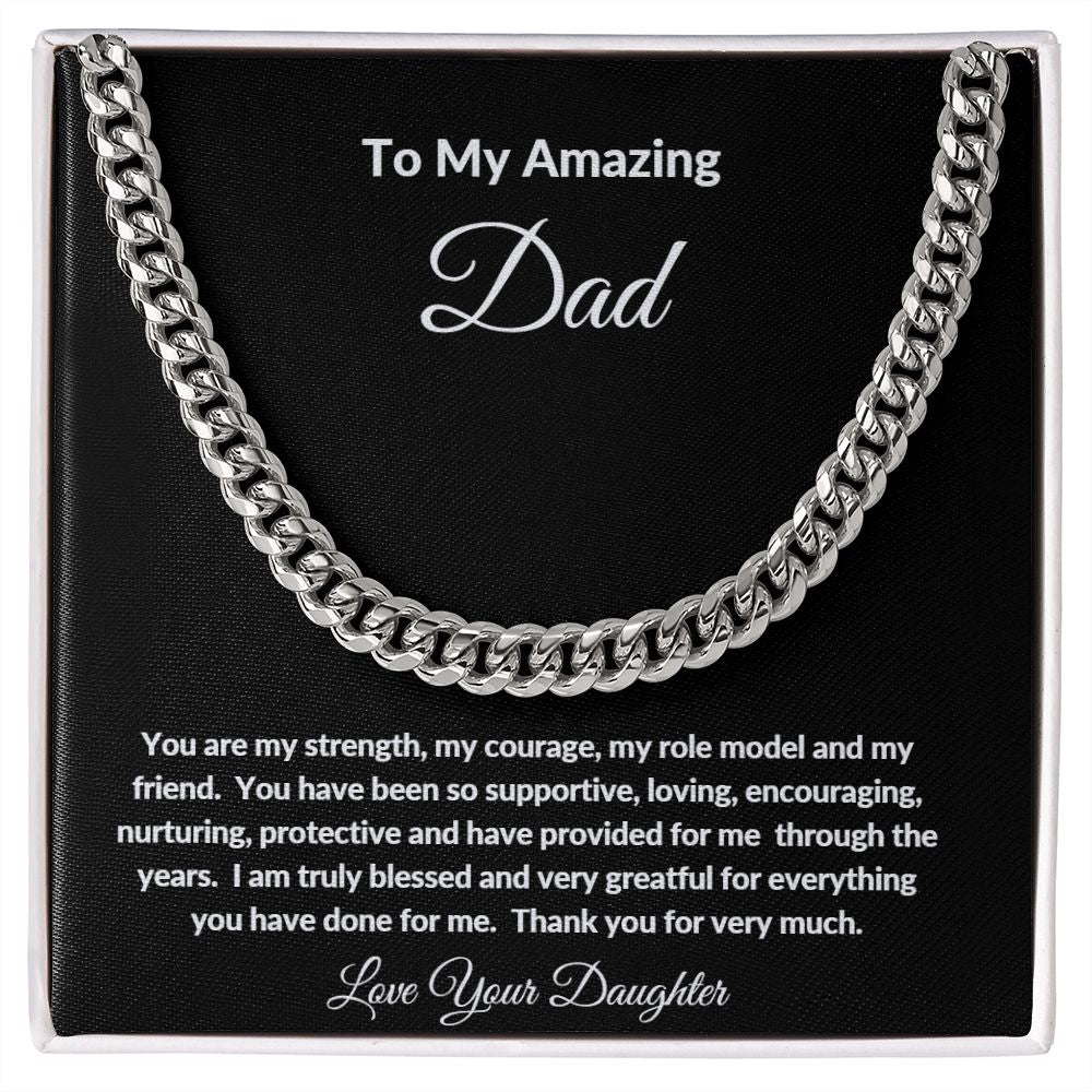 TO MY AMAZING DAD LOVE YOUR DAUGHTER CUBAN CHAIN NECKLACE