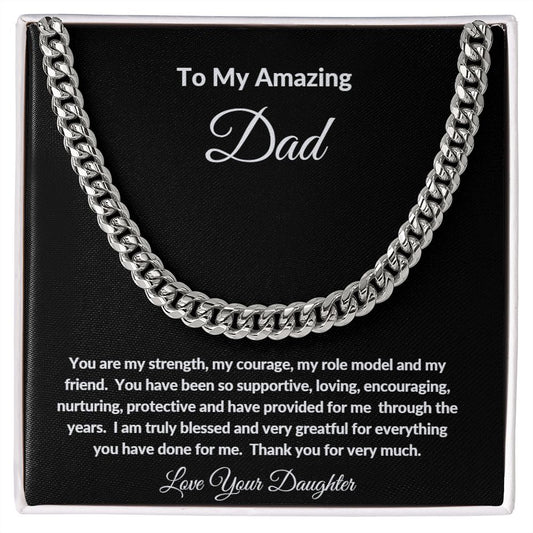 TO MY AMAZING DAD LOVE YOUR DAUGHTER CUBAN CHAIN NECKLACE