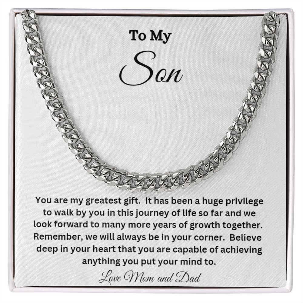 TO MY SON CUBAN CHAIN NECKLACE