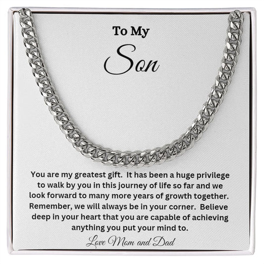 TO MY SON CUBAN CHAIN NECKLACE