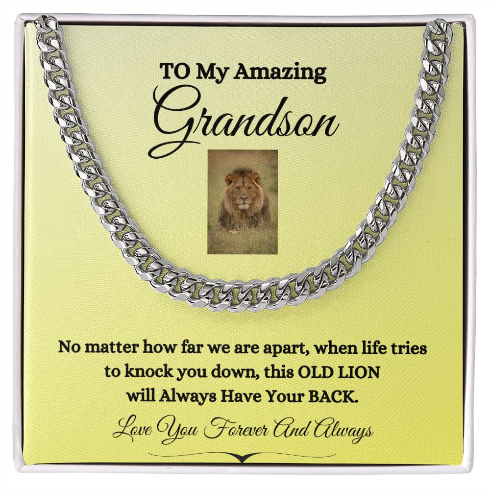 TO MY AMAZING GRANDSON CUBAN CHAIN NECKLACE