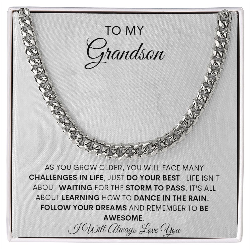TO MY GRANDSON CUBAN CHAIN NECKLACE