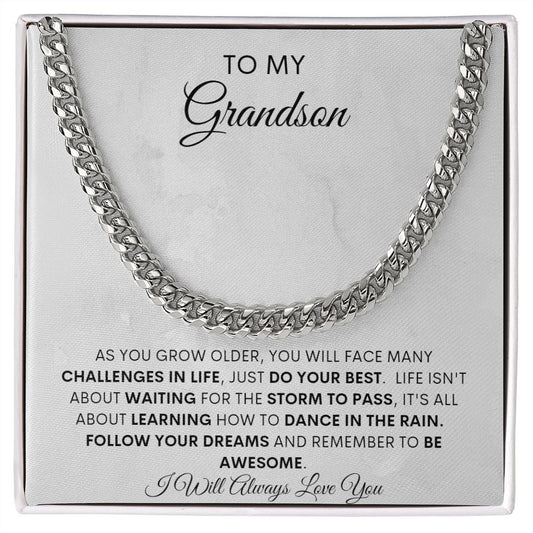 TO MY GRANDSON CUBAN CHAIN NECKLACE
