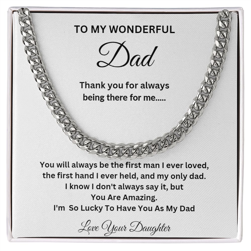 TO MY WONDERFUL DAD CUBAN CHAIN NECKLACE