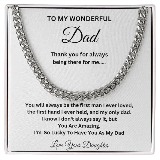 TO MY WONDERFUL DAD CUBAN CHAIN NECKLACE