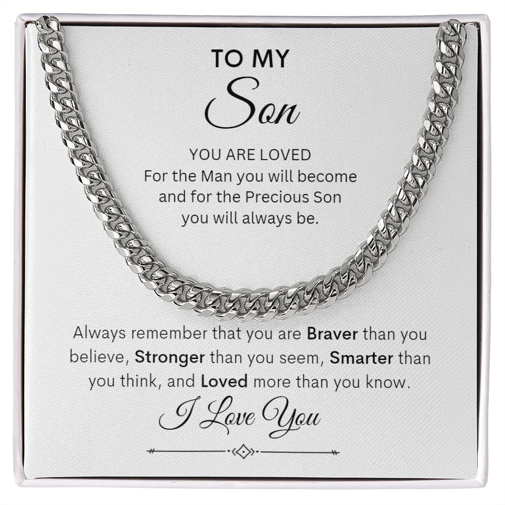 TO MY SON CUBAN CHAIN NECKLACE