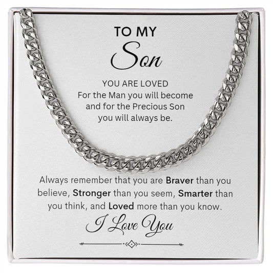 TO MY SON CUBAN CHAIN NECKLACE