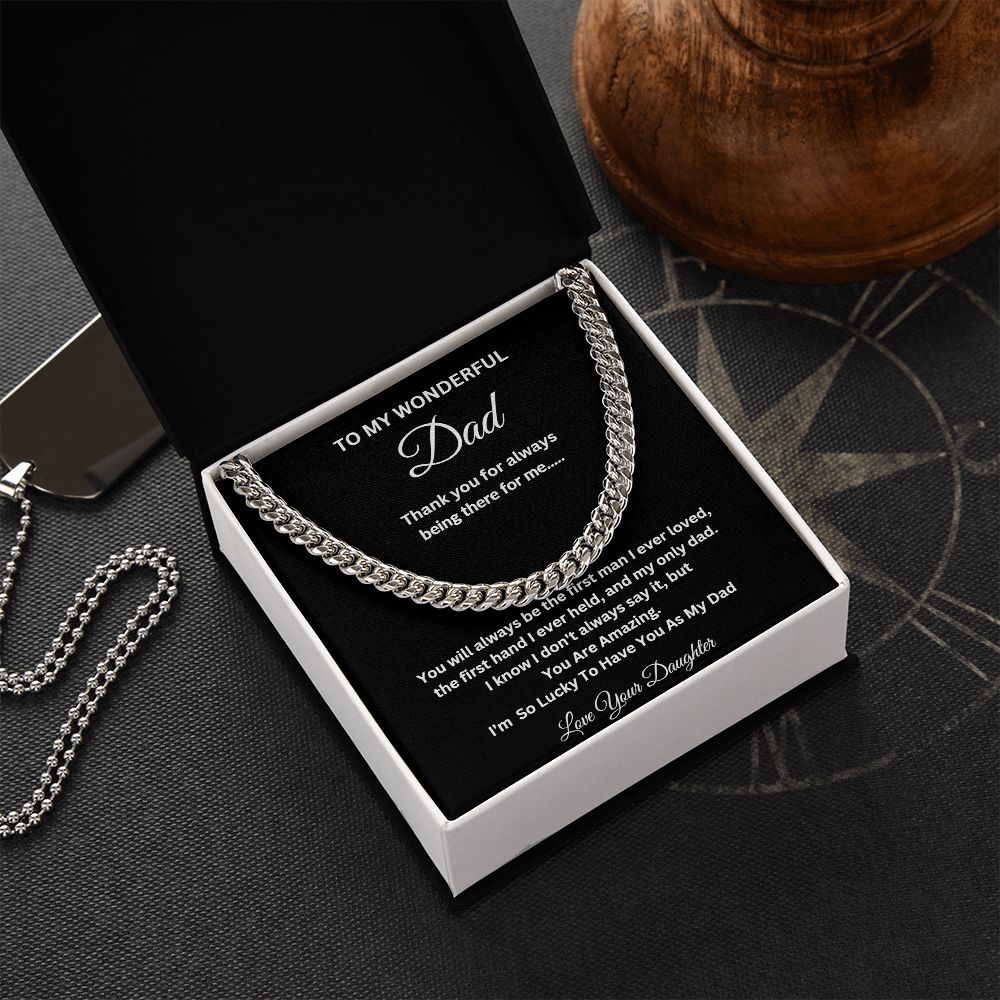 TO MY WONDERFUL DAD CUBAN CHAIN NECKLACE