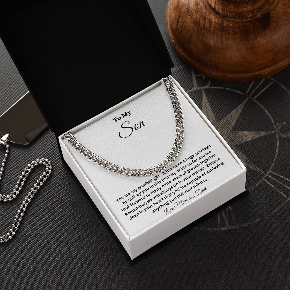 TO MY SON CUBAN CHAIN NECKLACE