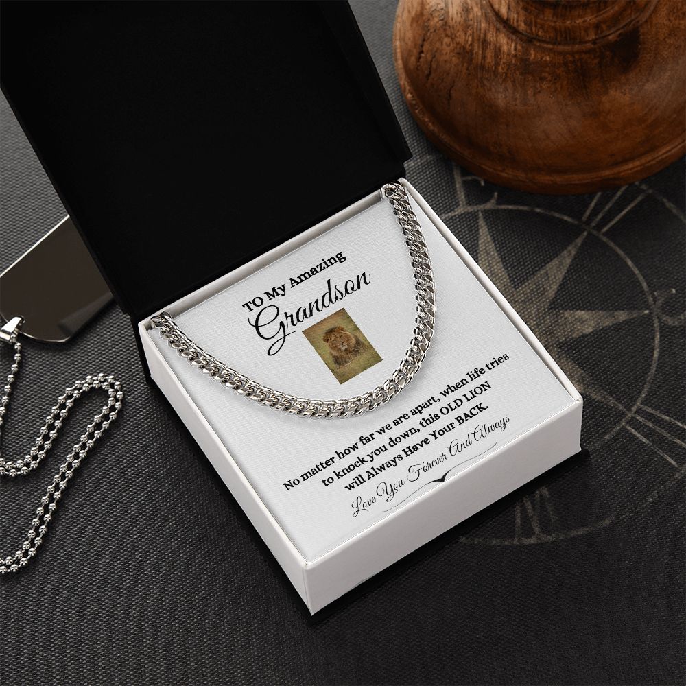 TO MY AMAZING GRANDSON CUBAN CHAIN NECKLACE