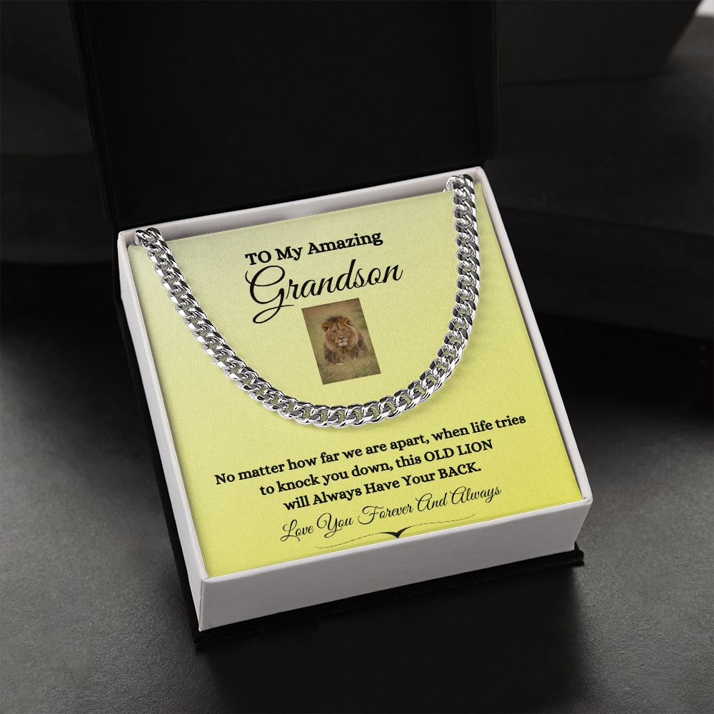 TO MY AMAZING GRANDSON CUBAN CHAIN NECKLACE