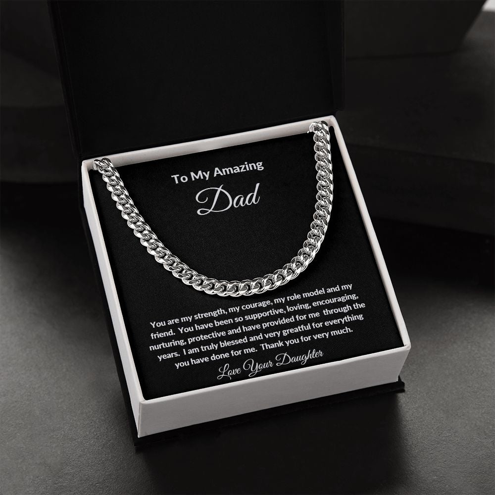 TO MY AMAZING DAD LOVE YOUR DAUGHTER CUBAN CHAIN NECKLACE