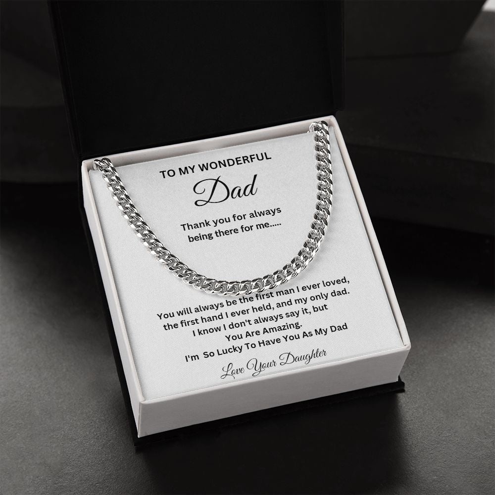 TO MY WONDERFUL DAD CUBAN CHAIN NECKLACE