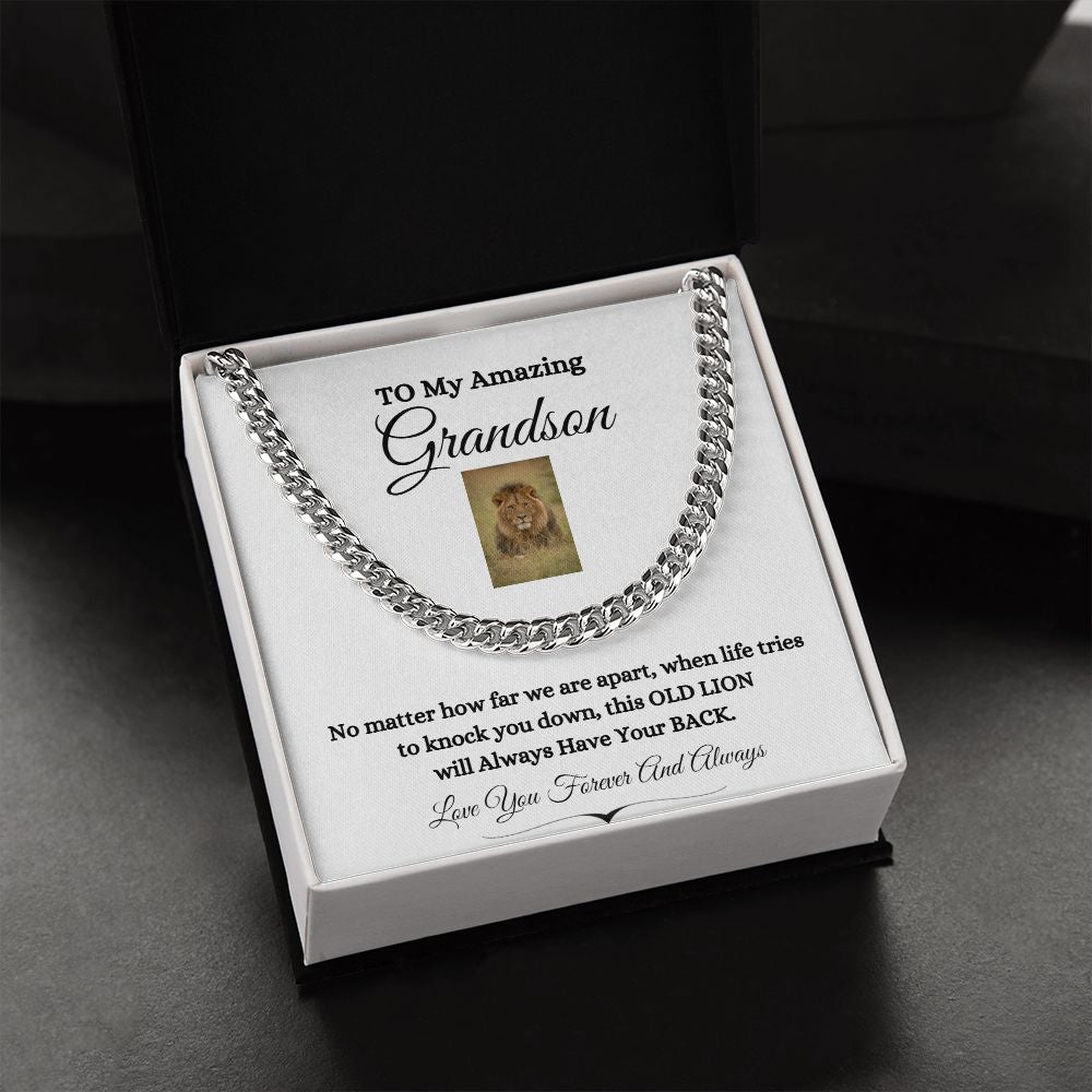 TO MY AMAZING GRANDSON CUBAN CHAIN NECKLACE