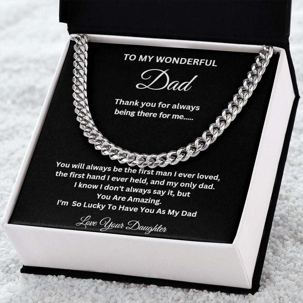 TO MY WONDERFUL DAD CUBAN CHAIN NECKLACE
