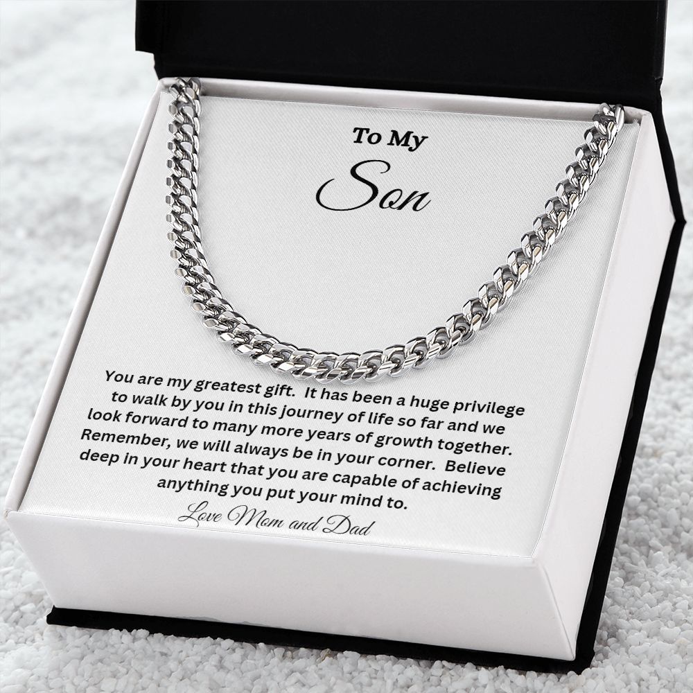 TO MY SON CUBAN CHAIN NECKLACE