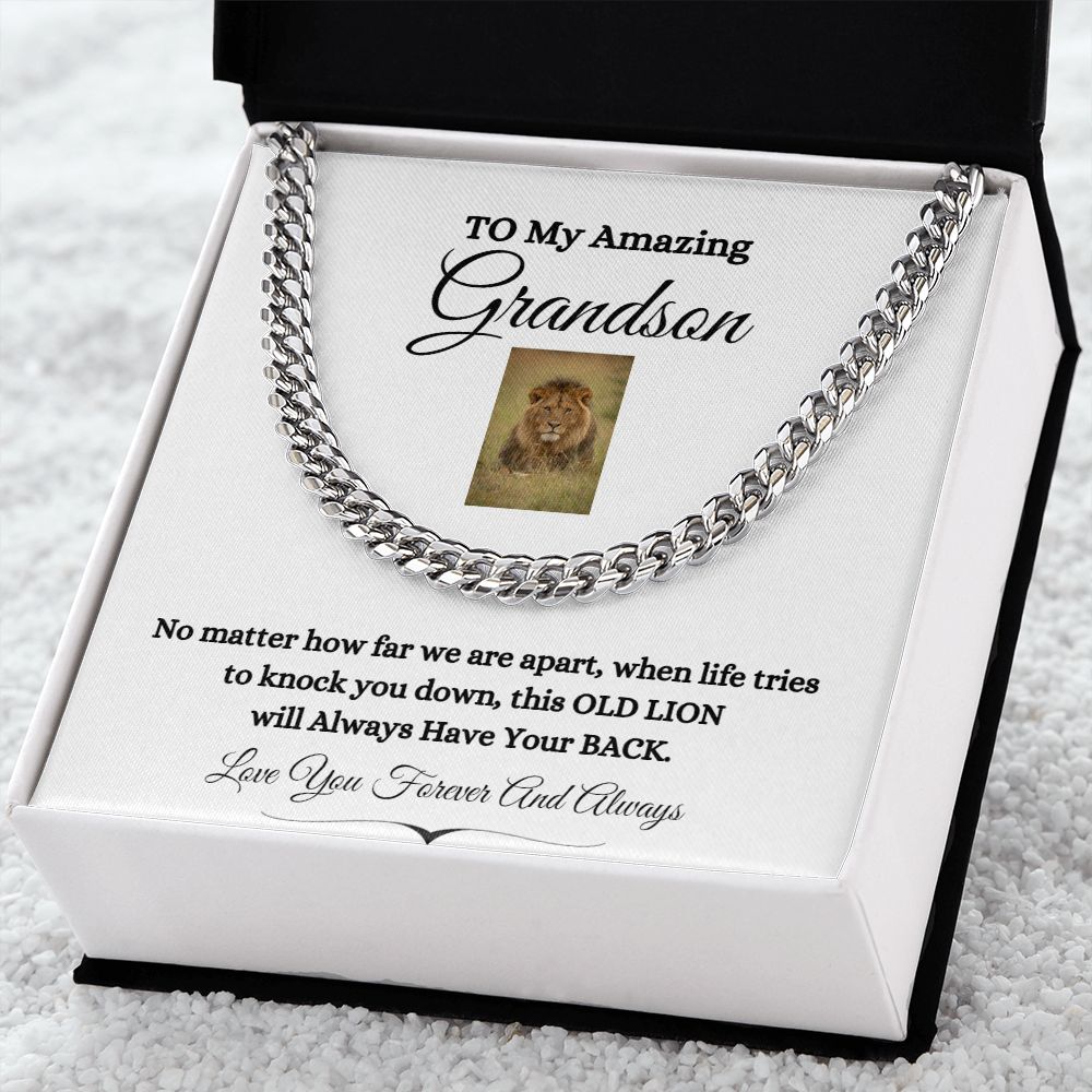 TO MY AMAZING GRANDSON CUBAN CHAIN NECKLACE