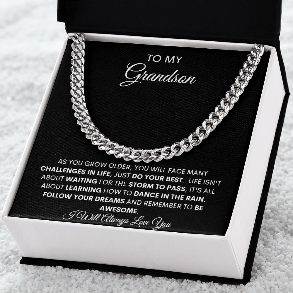 TO MY GRANDSON CUBAN CHAIN NECKLACE
