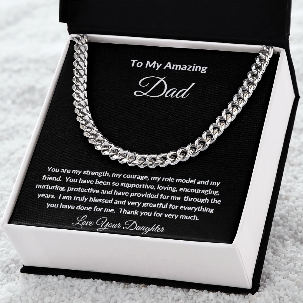 TO MY AMAZING DAD LOVE YOUR DAUGHTER CUBAN CHAIN NECKLACE