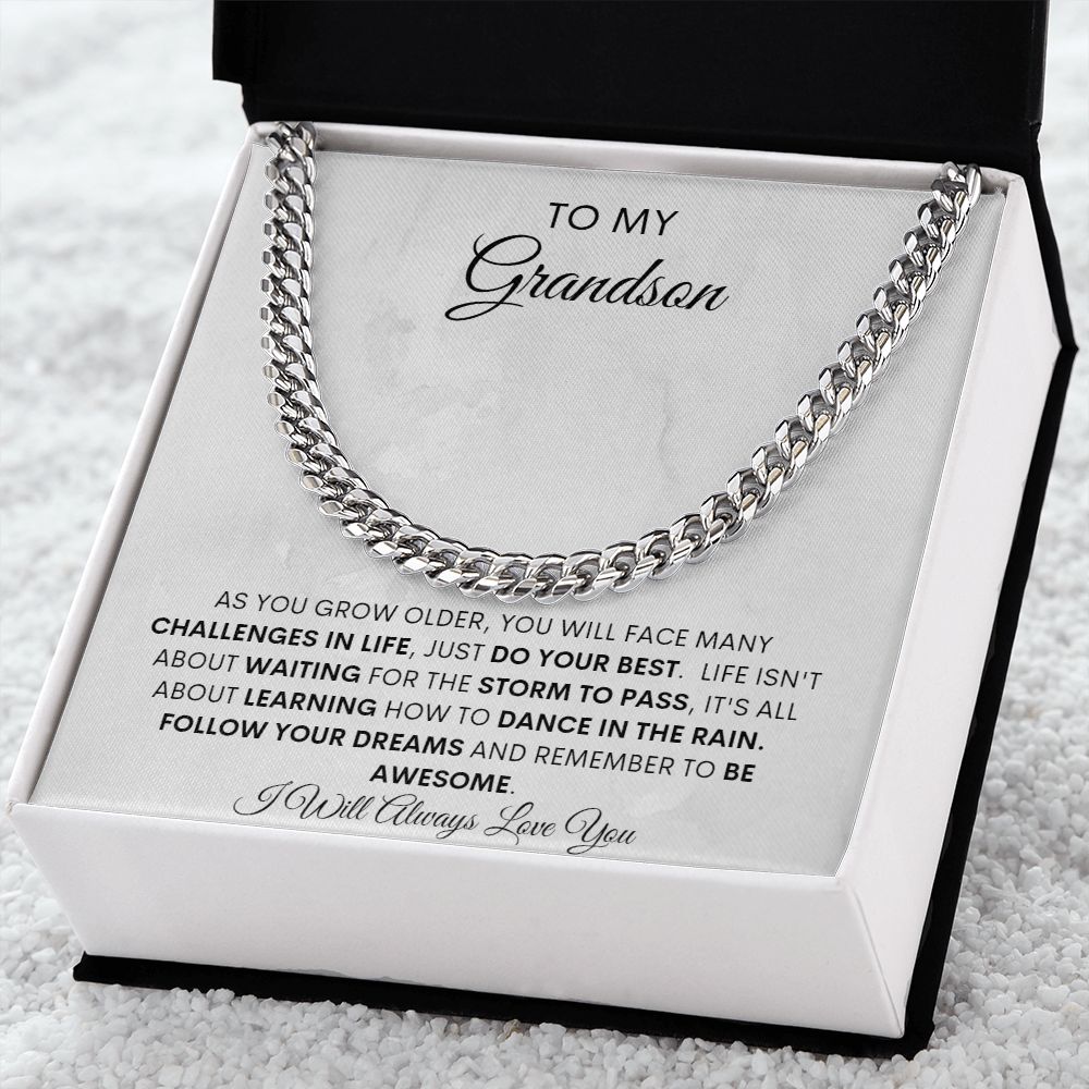 TO MY GRANDSON CUBAN CHAIN NECKLACE