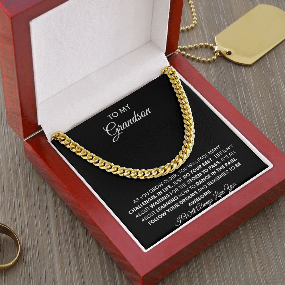 TO MY GRANDSON CUBAN CHAIN NECKLACE