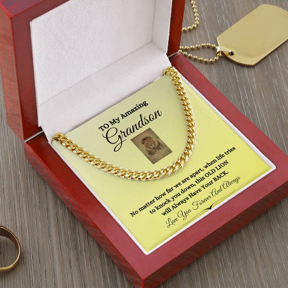 TO MY AMAZING GRANDSON CUBAN CHAIN NECKLACE