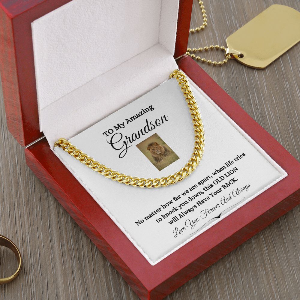 TO MY AMAZING GRANDSON CUBAN CHAIN NECKLACE