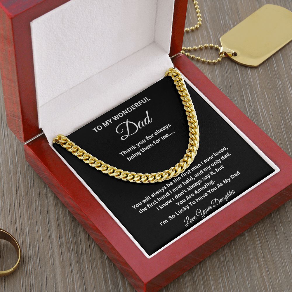 TO MY WONDERFUL DAD CUBAN CHAIN NECKLACE