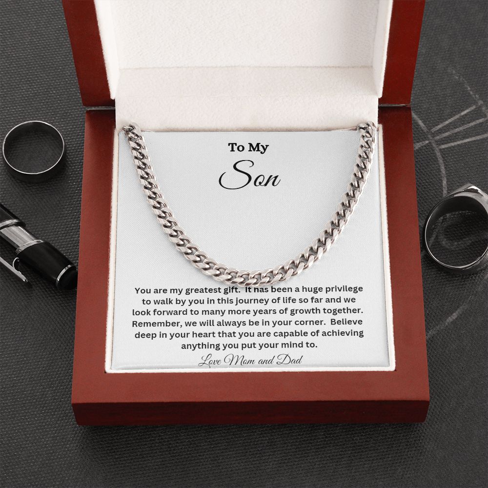 TO MY SON CUBAN CHAIN NECKLACE