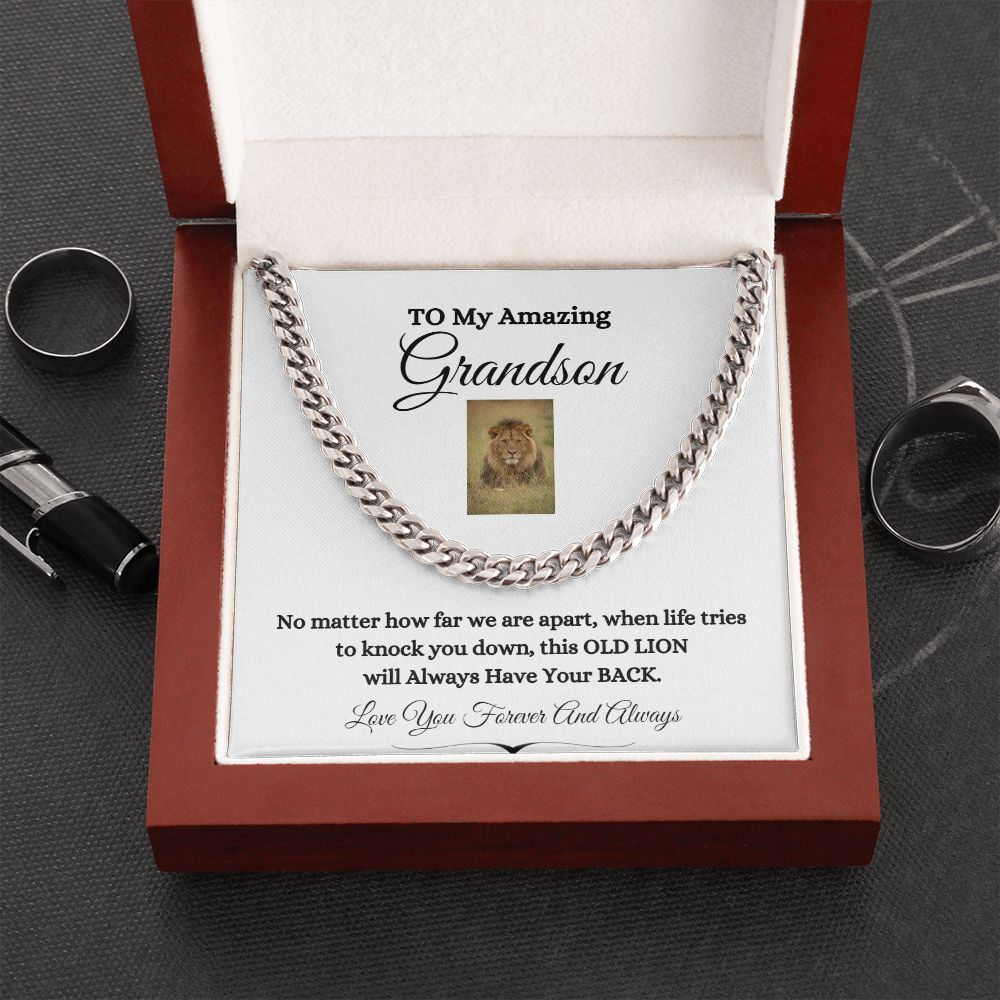 TO MY AMAZING GRANDSON CUBAN CHAIN NECKLACE