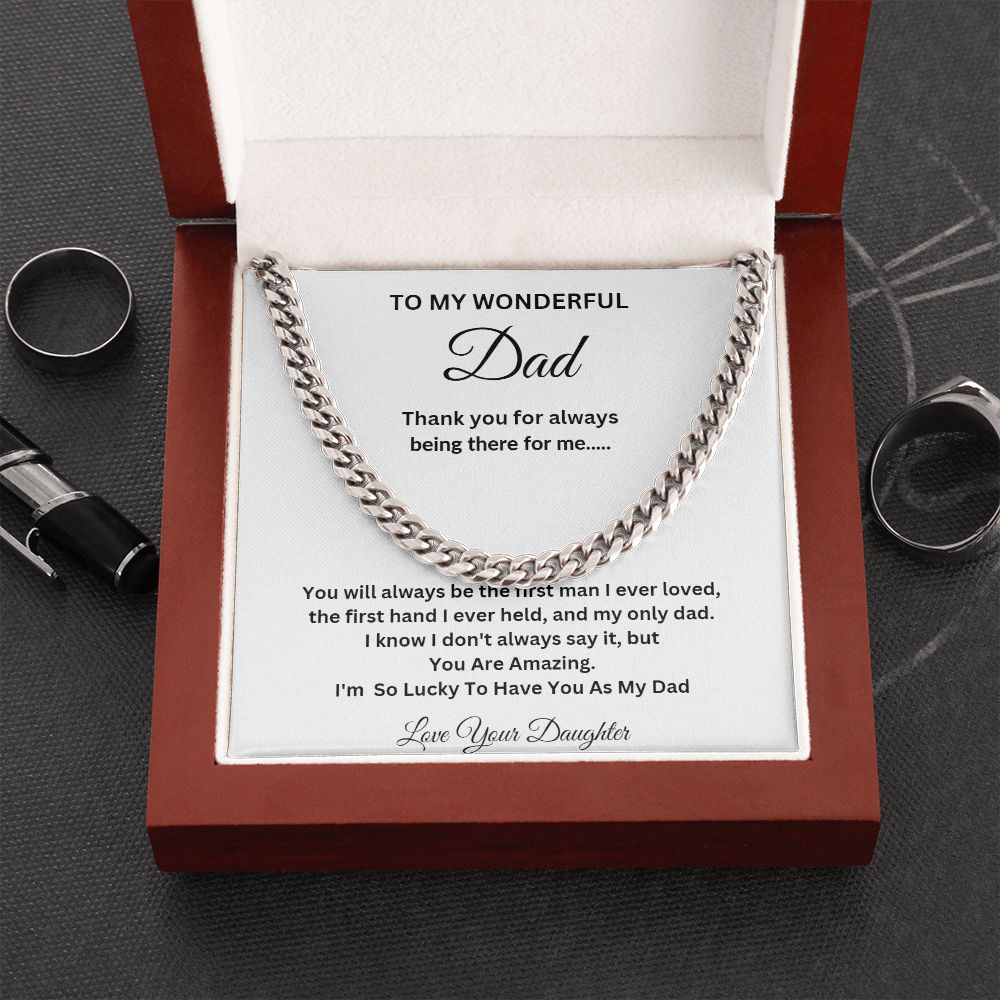 TO MY WONDERFUL DAD CUBAN CHAIN NECKLACE