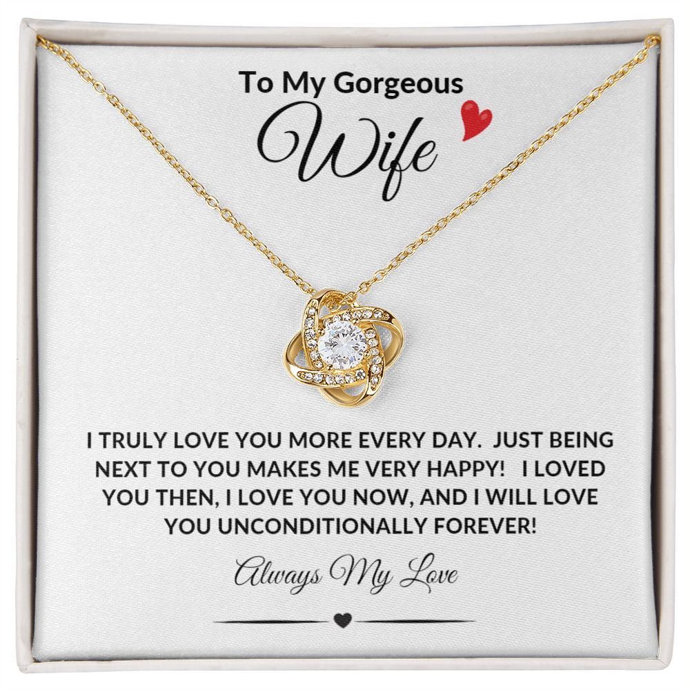 To My Gorgeous Wife Love Knot Necklace