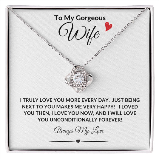 To My Gorgeous Wife Love Knot Necklace