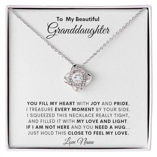 TO MY BEAUTIFUL GRANDDAUGHTER LOVE NANA   LOVE KNOT NECKLACE