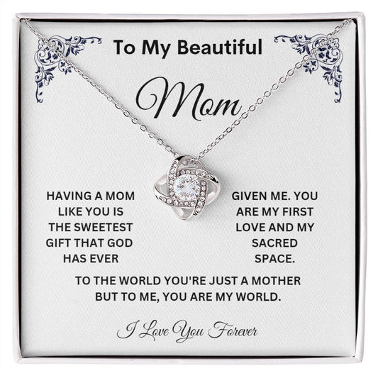TO MY BEAUTIFUL MOM LOVE KNOT NECKLACE