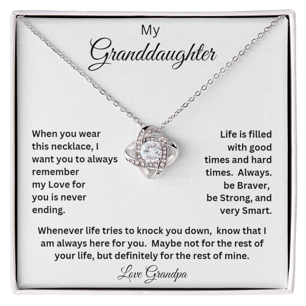 MY GRANDDAUGHTER LOVE GRANDPA LOVE KNOT NECKLACE