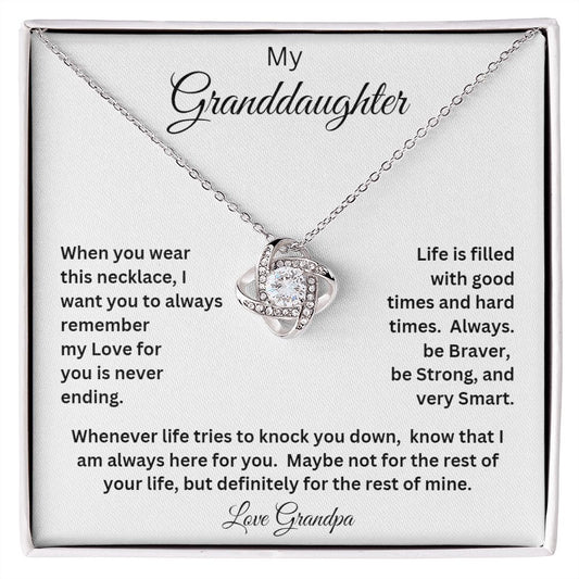 MY GRANDDAUGHTER LOVE GRANDPA LOVE KNOT NECKLACE