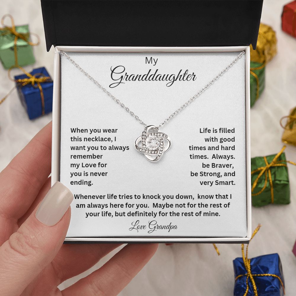 MY GRANDDAUGHTER LOVE GRANDPA LOVE KNOT NECKLACE