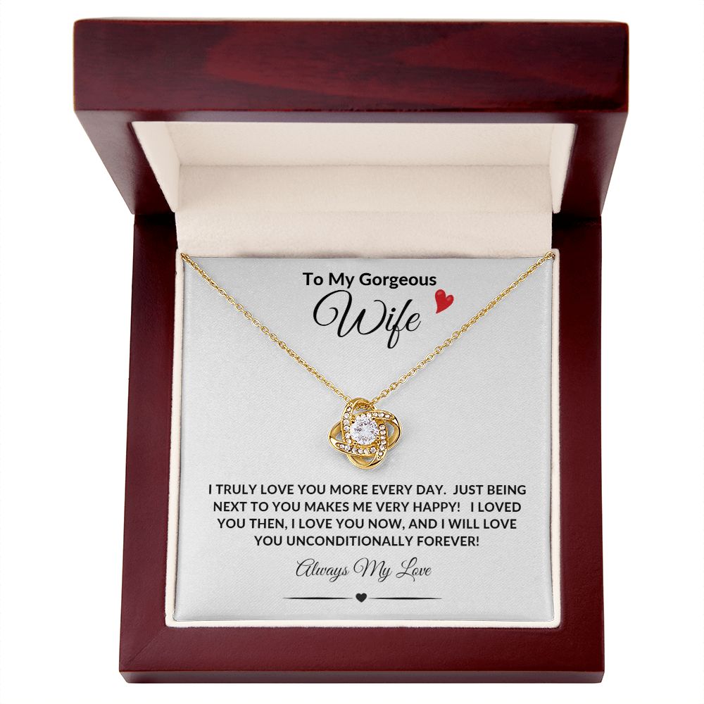 To My Gorgeous Wife Love Knot Necklace