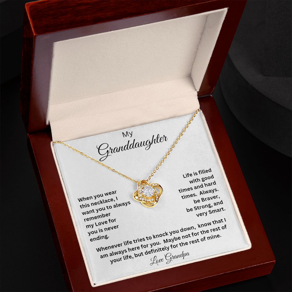 MY GRANDDAUGHTER LOVE GRANDPA LOVE KNOT NECKLACE